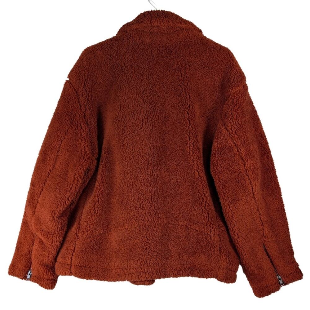 Free People We The Free So Cozy Slouchy Fleece Moto Jacket Spiced Brandy Size M - Picture 2 of 7